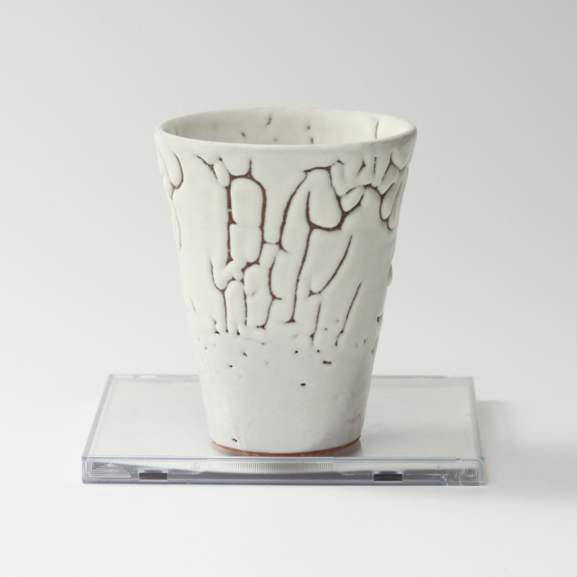 萩焼(伝統的工芸品)タンブラー大鬼白松筒碁笥底No730