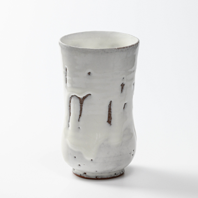 萩焼(伝統的工芸品)タンブラー特大鬼白竹胴締碁笥底No742