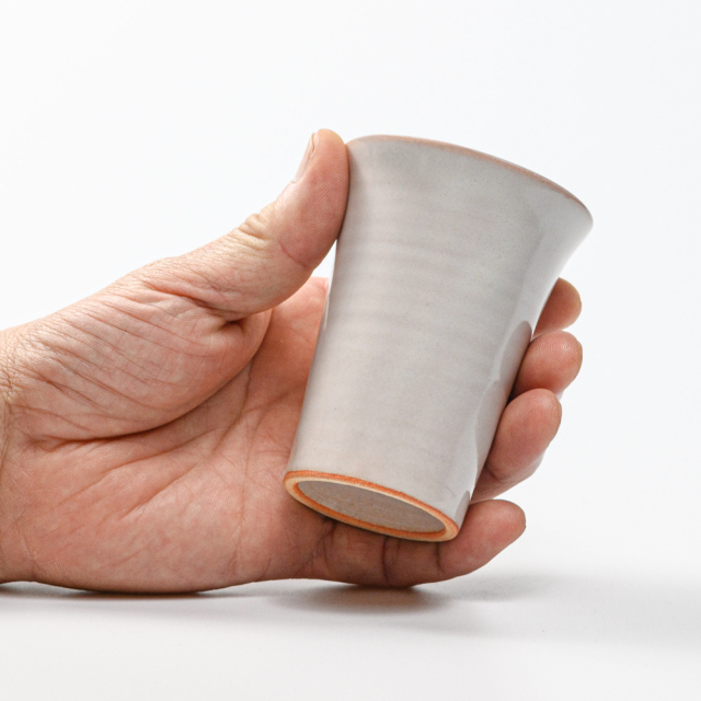 萩焼(伝統的工芸品)ミニタンブラー白姫端反碁笥底No754