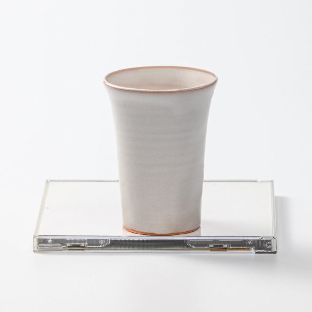 萩焼(伝統的工芸品)ミニタンブラー白姫端反碁笥底No754