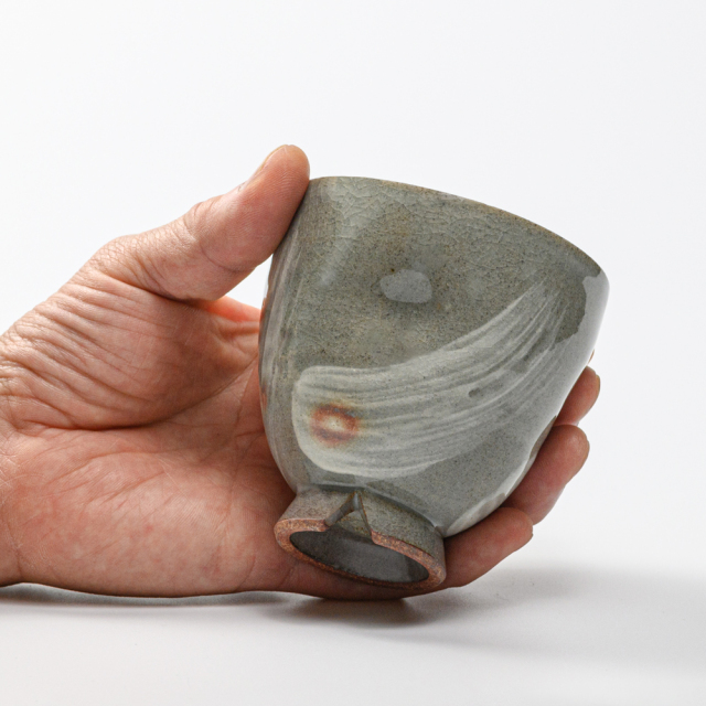 萩焼(伝統的工芸品)フリーカップ刷毛青呉器えくぼNo762