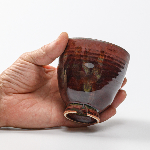 萩焼(伝統的工芸品)フリーカップ鉄赤釉呉器えくぼNo764