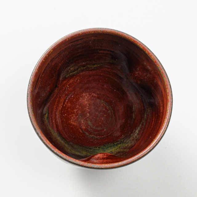 萩焼(伝統的工芸品)フリーカップ鉄赤釉呉器えくぼNo764