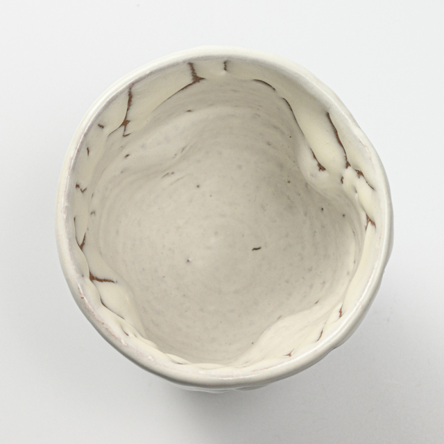 萩焼(伝統的工芸品)フリーカップ掛分け(鬼白松＆黒釉)呉器えくぼNo771