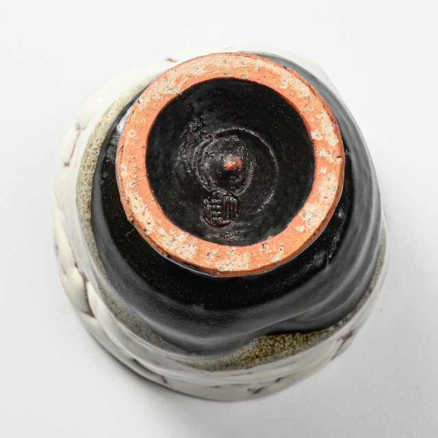 萩焼(伝統的工芸品)フリーカップ掛分け(鬼白松＆黒釉)呉器えくぼNo771