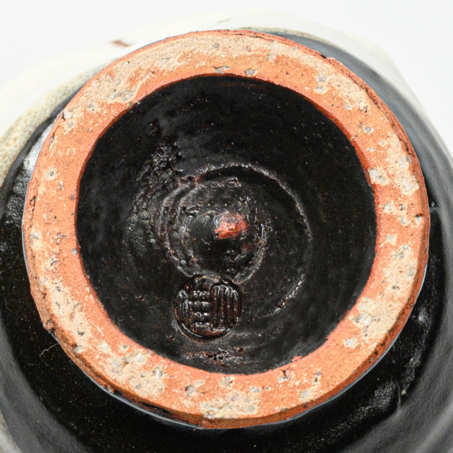 萩焼(伝統的工芸品)フリーカップ掛分け(鬼白松＆黒釉)呉器えくぼNo771