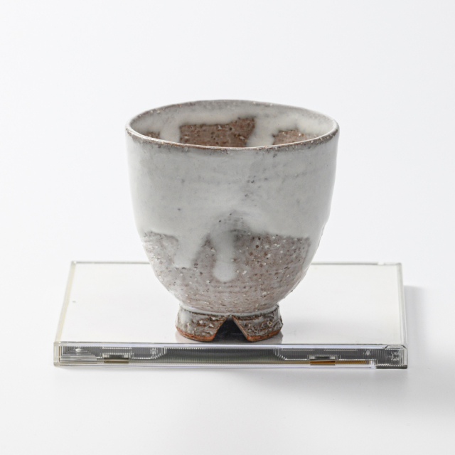 萩焼(伝統的工芸品)フリーカップ白萩掛分け呉器えくぼNo773