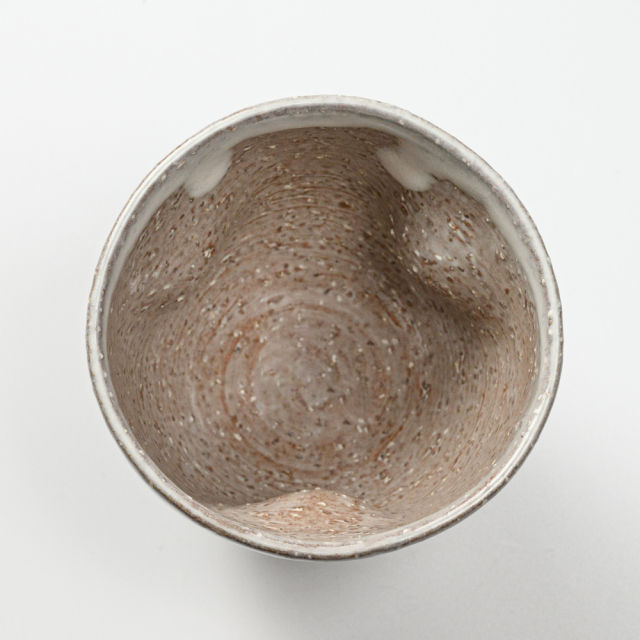萩焼(伝統的工芸品)フリーカップ白萩掛分け呉器えくぼNo773