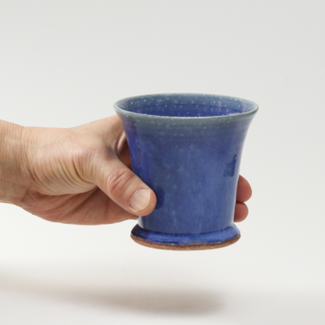 萩焼(伝統的工芸品)フリーカップ大透青釉端反鍔高台No783