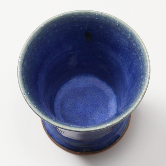 萩焼(伝統的工芸品)フリーカップ大透青釉端反鍔高台No783