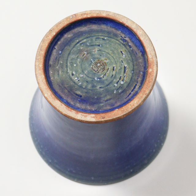 萩焼(伝統的工芸品)フリーカップ大透青釉端反鍔高台No783