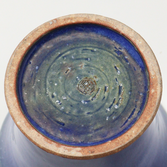 萩焼(伝統的工芸品)フリーカップ大透青釉端反鍔高台No783