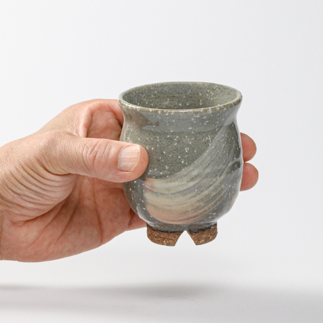 萩焼(伝統的工芸品)湯呑小刷毛青荒丸