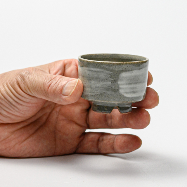 萩焼(伝統的工芸品)ぐい呑刷毛青筒No803