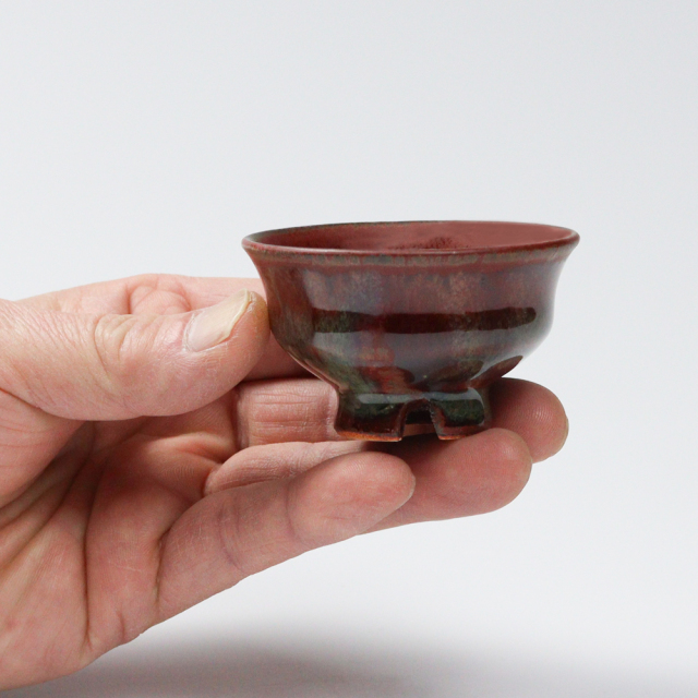 萩焼(伝統的工芸品)ぐい呑鉄鉄赤釉柿のへた