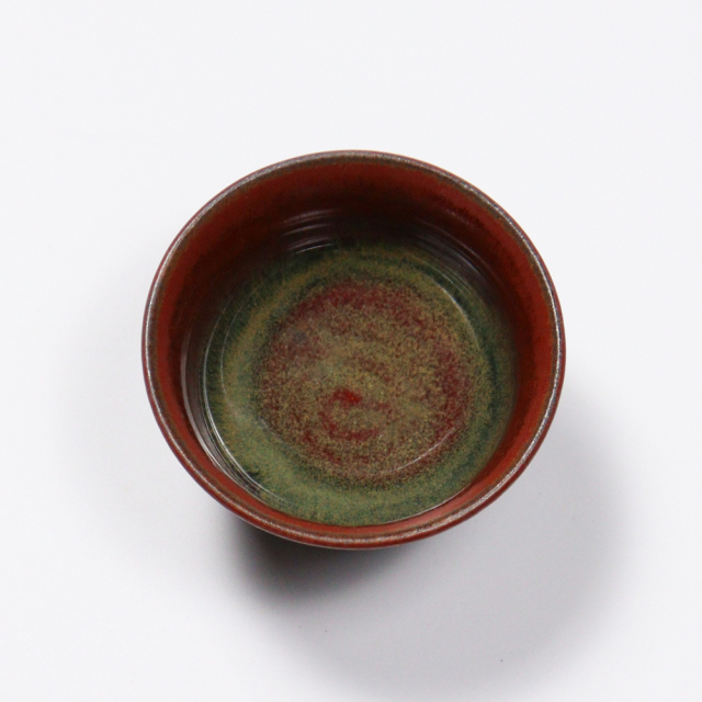 萩焼(伝統的工芸品)ぐい呑鉄鉄赤釉柿のへた