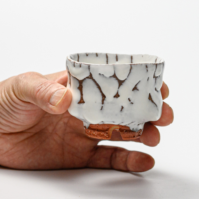 萩焼(伝統的工芸品)ぐい呑鬼白松胴締No819