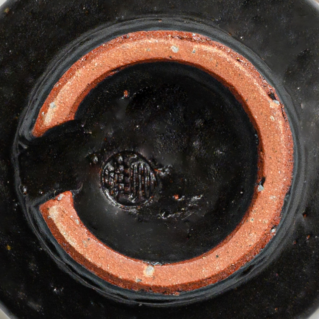 萩焼(伝統的工芸品)ぐい呑掛分け(鬼白松＆黒釉)端反No836