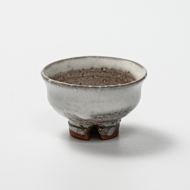 萩焼(伝統的工芸品)ぐい呑白萩掛分け柿の蒂No839