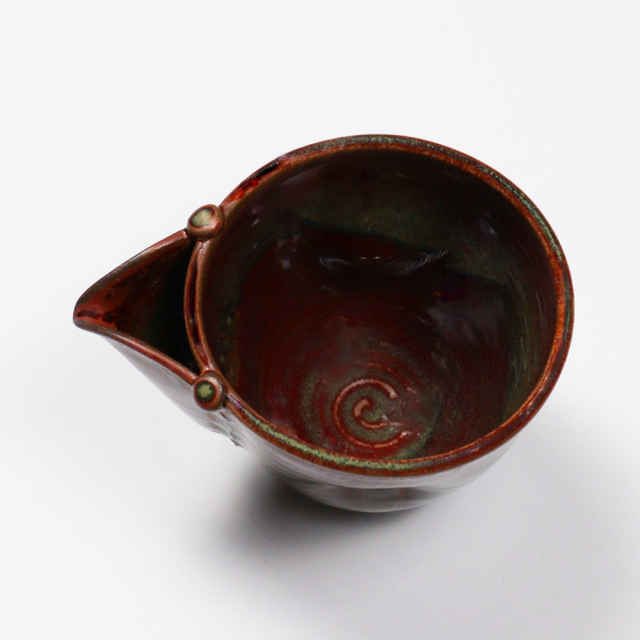 萩焼(伝統的工芸品)酒注ぎ小鉄赤釉筒片口