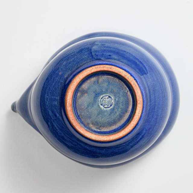 萩焼(伝統的工芸品)酒注ぎ大透青釉刷毛瓢箪