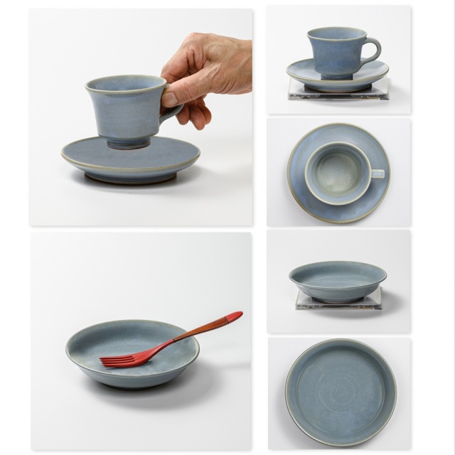 【2022年春限定福箱】淡青釉-カップ＆ソーサ・サラダボウルNo9061