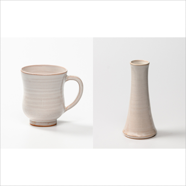 【2022年春から夏のおすすめギフト】No9073・白姫のマグカップ小と花入れ小細手