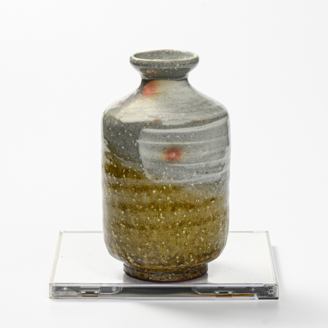 萩焼(伝統的工芸品)徳利掛分け(刷毛青＆緑釉)肩衝