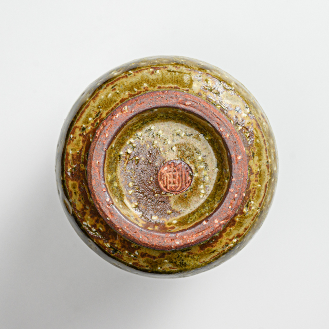 萩焼(伝統的工芸品)徳利掛分け(刷毛青＆緑釉)肩衝