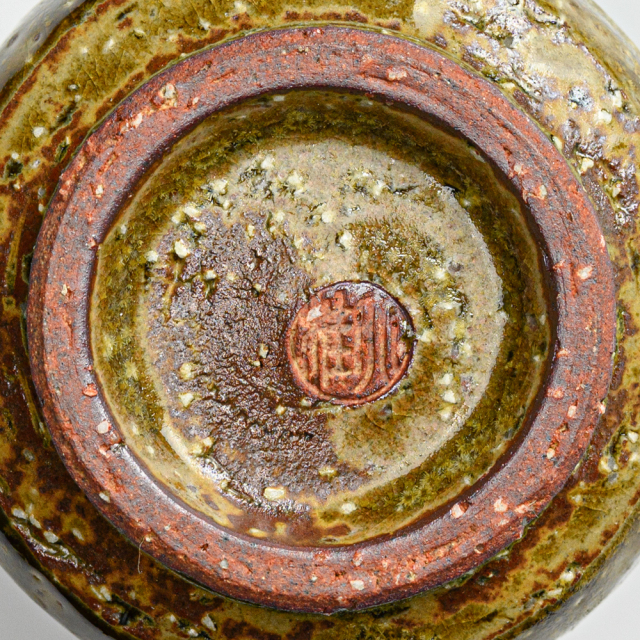 萩焼(伝統的工芸品)徳利掛分け(刷毛青＆緑釉)肩衝