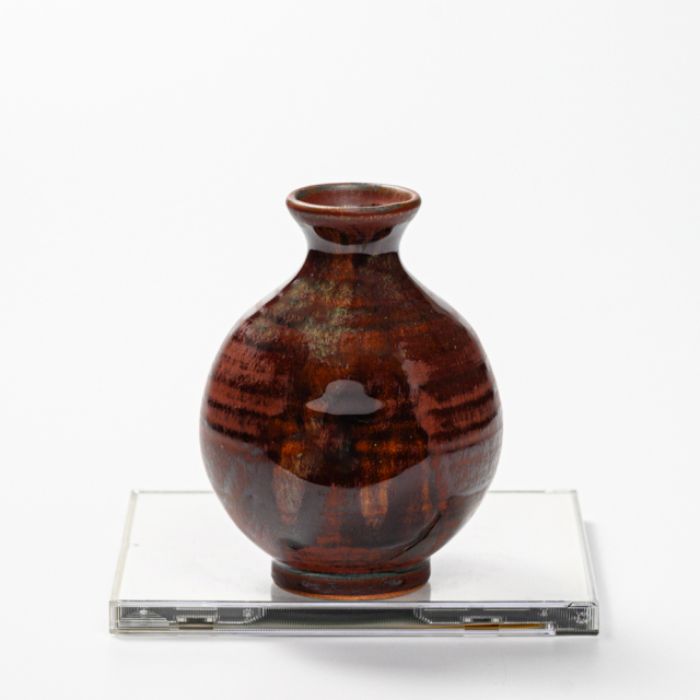 萩焼(伝統的工芸品)徳利鉄赤釉丸えくぼ