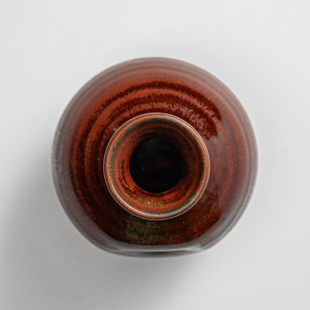 萩焼(伝統的工芸品)徳利鉄赤釉丸えくぼ