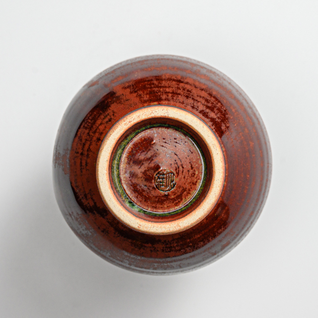萩焼(伝統的工芸品)徳利鉄赤釉丸えくぼ