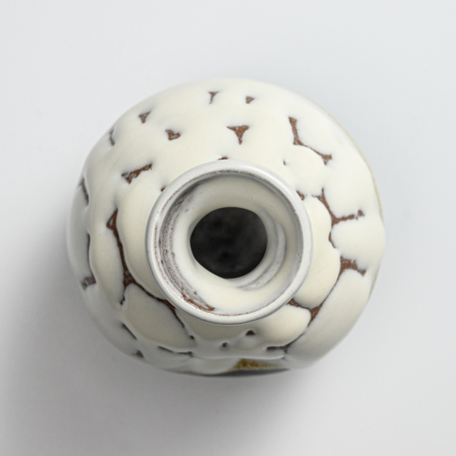 萩焼(伝統的工芸品)徳利掛分け(鬼白松＆黒釉)丸えくぼ