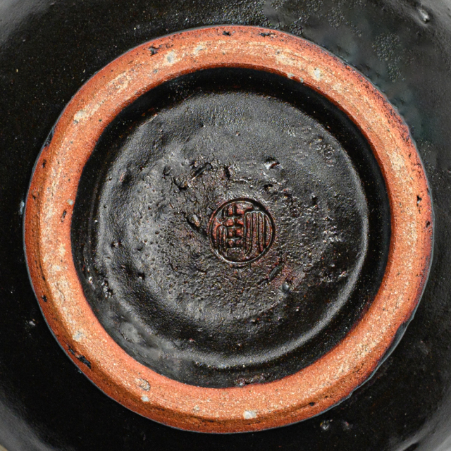 萩焼(伝統的工芸品)徳利掛分け(鬼白松＆黒釉)丸えくぼ