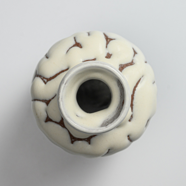 萩焼(伝統的工芸品)徳利掛分け(鬼白松＆黒釉)肩衝