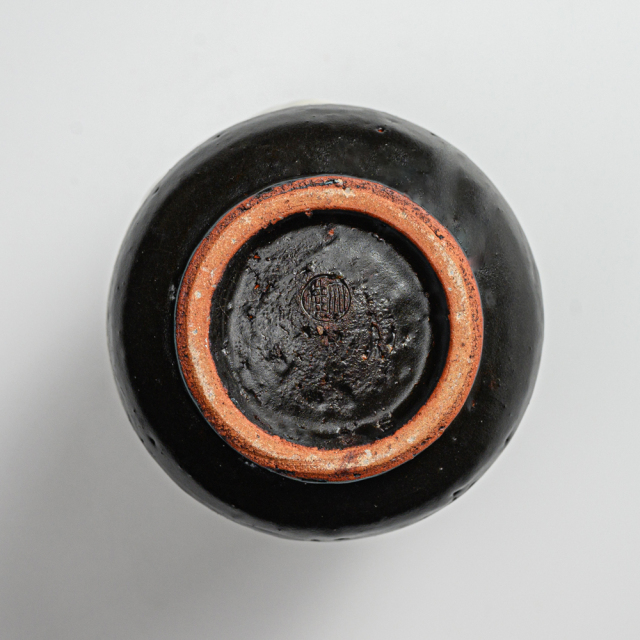 萩焼(伝統的工芸品)徳利掛分け(鬼白松＆黒釉)肩衝