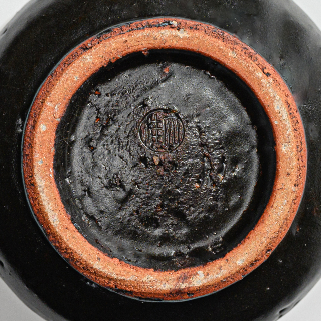 萩焼(伝統的工芸品)徳利掛分け(鬼白松＆黒釉)肩衝