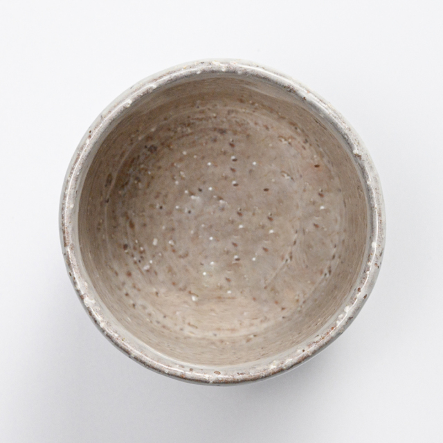 萩焼(伝統的工芸品)小湯呑白萩掛分け筒No96