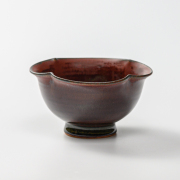 萩焼(伝統的工芸品)小鉢鉄赤釉四つ葉