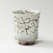 萩焼(伝統的工芸品)大湯呑鬼白松端反えくぼ桜高台