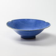 萩焼(伝統的工芸品)平鉢透青釉末広輪花