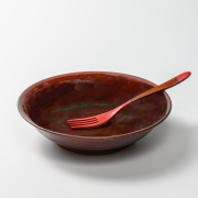 萩焼(伝統的工芸品)平鉢鉄赤釉朝顔