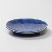 萩焼(伝統的工芸品)銘々皿透青釉刷毛目五岳桜紋