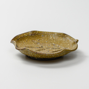 萩焼(伝統的工芸品)銘々皿緑釉荒木の葉