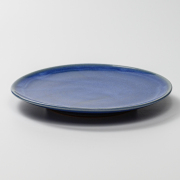 萩焼(伝統的工芸品)平皿中透青釉丸