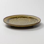 萩焼(伝統的工芸品)平皿中緑釉丸