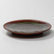 萩焼(伝統的工芸品)平皿中鉄赤釉丸