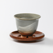 萩焼(伝統的工芸品)汲出し湯呑中刷毛青朝顔No132