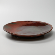 萩焼(伝統的工芸品)特大皿鉄赤釉丸